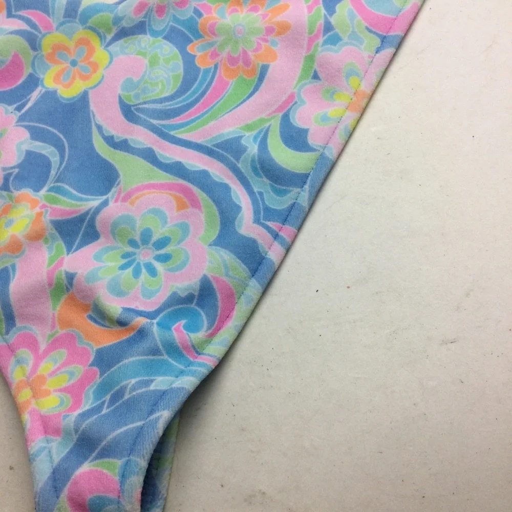 NWT Frankies Bikinis Enzo Sunshower Retro Floral V Silhouette Cheeky Bottoms